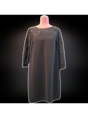 rsvp by Talbots Black Lace Embroidered Dress 16